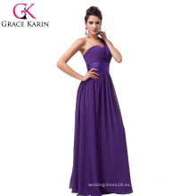 Grace Karin púrpura largo gasa un hombro vestido de dama de honor CL6022-5 #